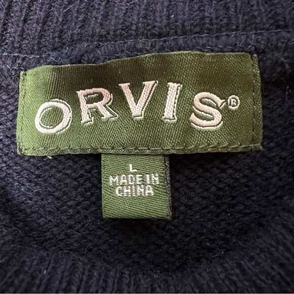 Orvis Men’s 100% Lambswool Sweater Navy Size L New - Picture 5 of 7